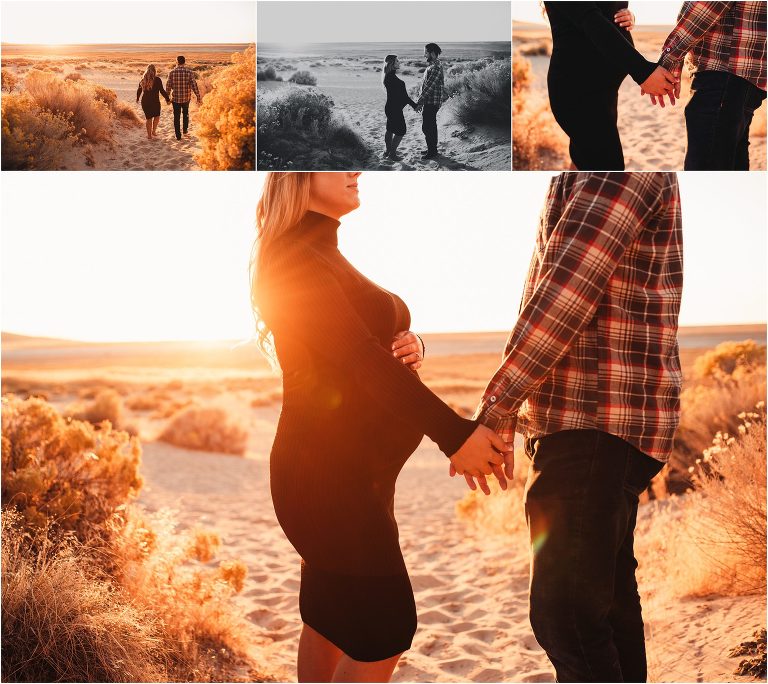Gorgeous Utah sunset antelope island maternity session