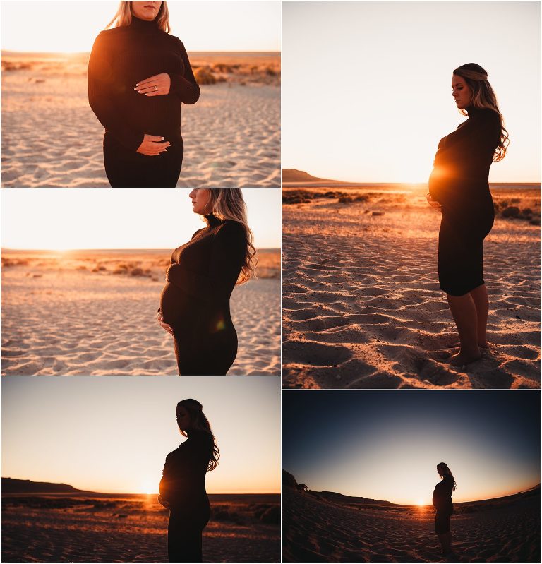 Utah maternity photographer antelope island sunset
