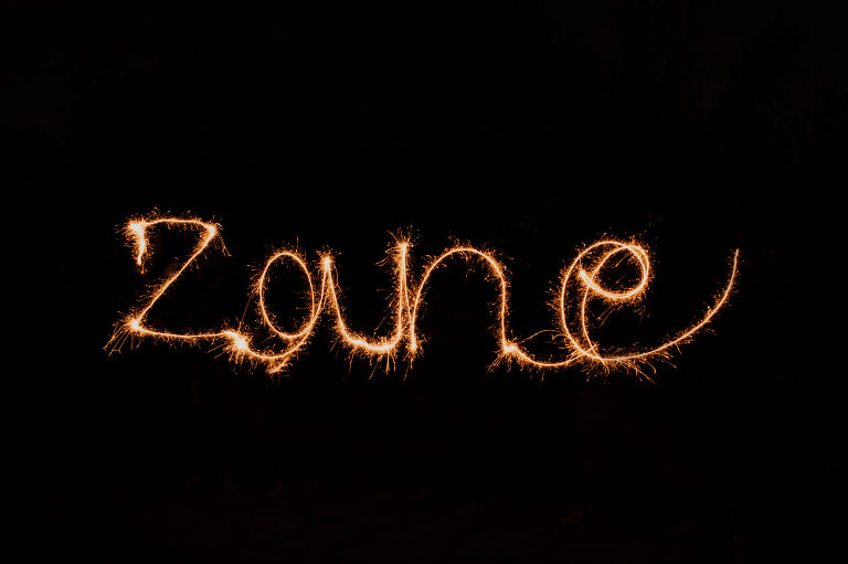 The name Zane written with a sparkler.
