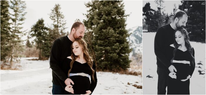 SNOWBASIN MATERNITY PHOTOGRAPHY TYMBER JOSH11 700x324 - Tender Embrace in Winter Wonderland