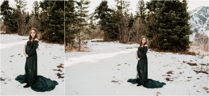 SNOWBASIN MATERNITY PHOTOGRAPHY TYMBER JOSH17 700x324 - Winter Dreams | Full-Body Maternity Portraits
