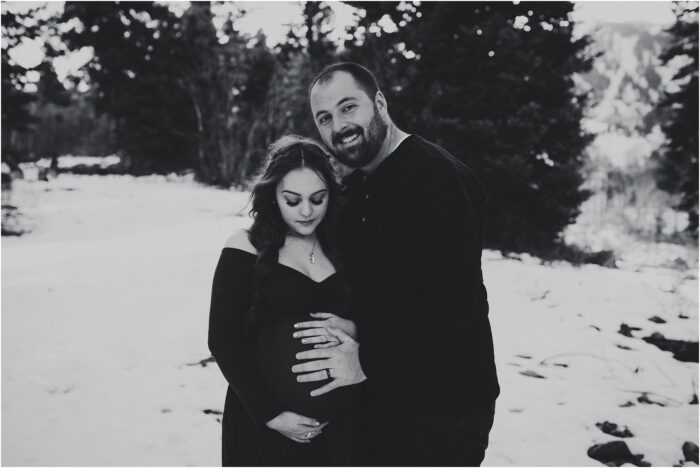 SNOWBASIN MATERNITY PHOTOGRAPHY TYMBER JOSH29 700x468 - Joyful Snowy Maternity Portrait | Snowbasin